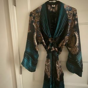 Kimono style satin dress